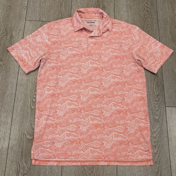 Other - SOUTHERN TIDE x Reyn Spooner Polo Mens Small Wave Print Performance Stretch Pink